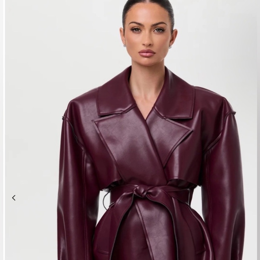 Naked Wardrobe Deep Burgundy faux Leather Jacket - Picture 3 of 3